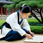 Confucian Scholar**

"A professional Korean scholar in traditional Joseon-era clothing, studying calligraphy in a serene garden, fully clothed, modest attire, safe for work, perfect anatomy, natural proportions, professional photography, high quality, appropriate content, family-friendly."

**
