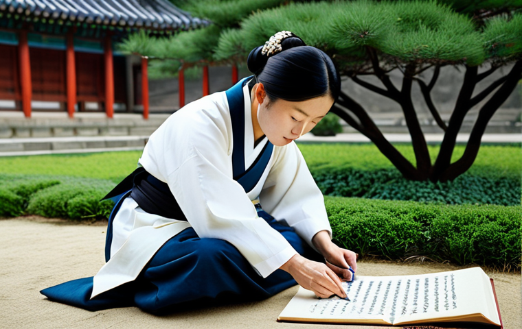 Confucian Scholar**
"A professional Korean scholar in traditional Joseon-era clothing, studying calligraphy in a serene garden, fully clothed, modest attire, safe for work, perfect anatomy, natural proportions, professional photography, high quality, appropriate content, family-friendly."
**